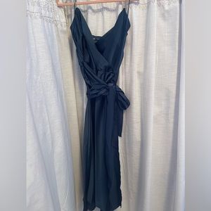 Zara Dark Green Satin Midi Dress